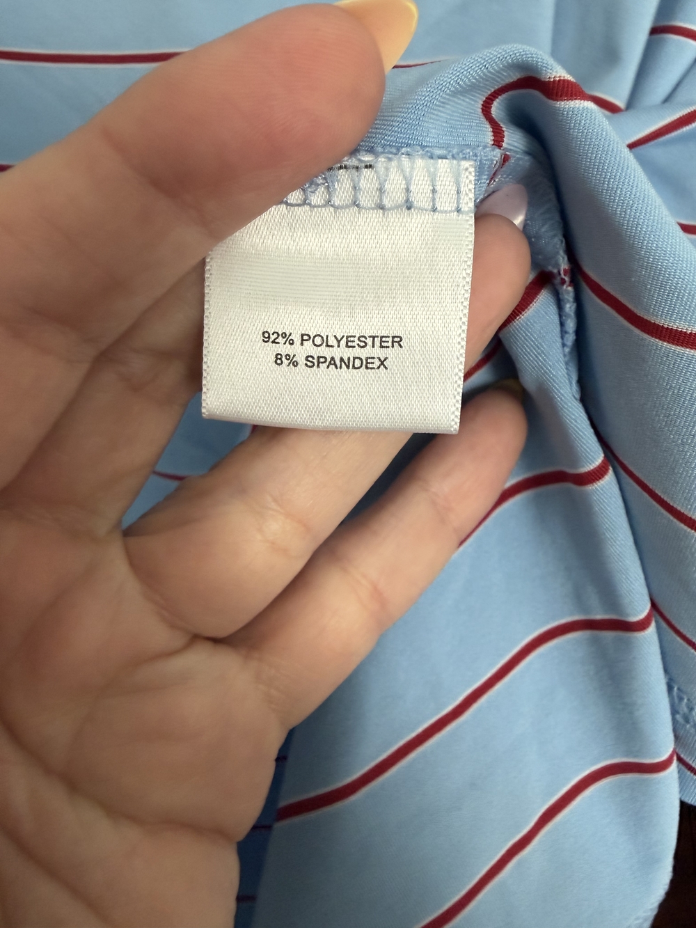 Peter Millar Summer Comfort Polo Shirt Men’s Large Blue Red Stripe Stretch Golf - Picture 4 of 4